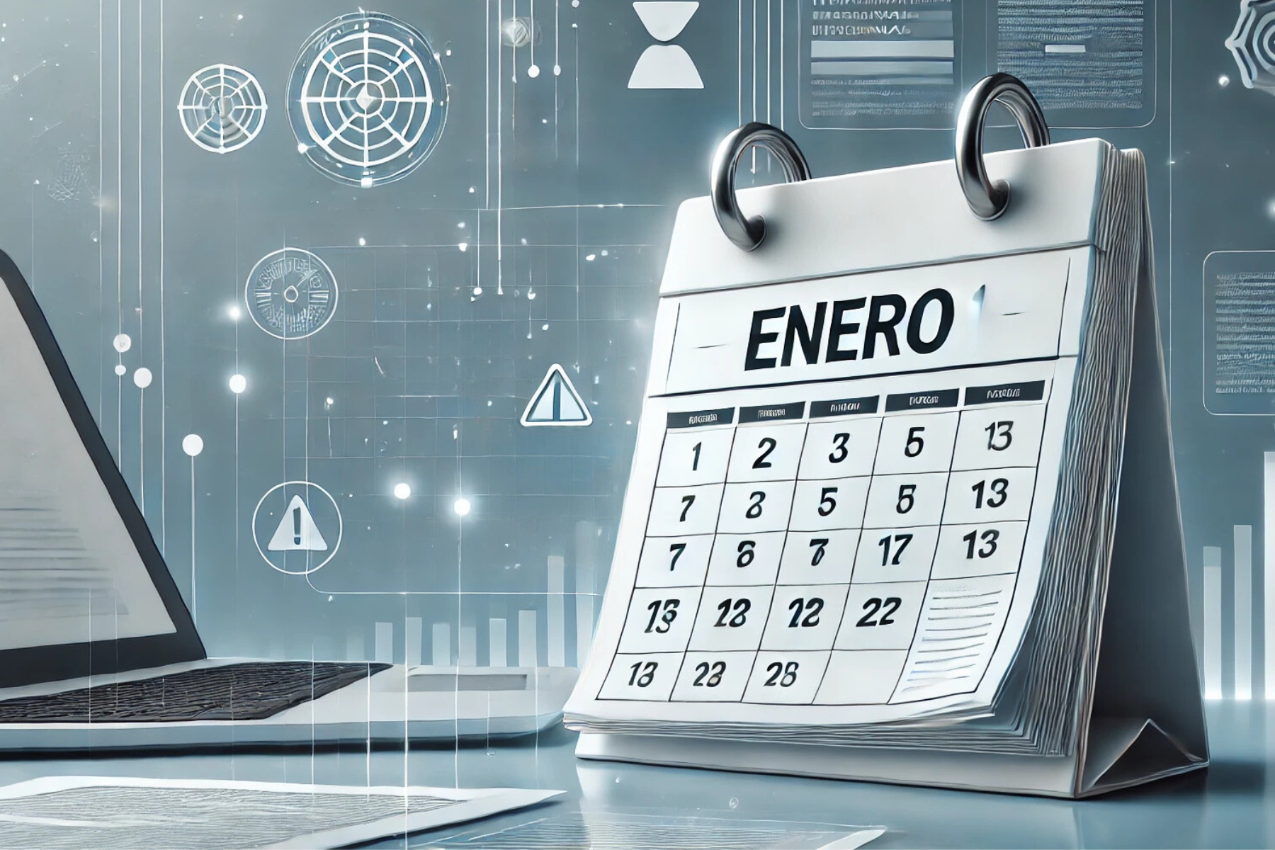 Imagen de un calendario digital resaltando el 1 de enero con el texto "ENERO", representando un plazo importante para trámites fiscales.