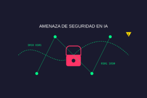 Ilustración conceptual que muestra un candado roto sobre una red de circuitos digitales, simbolizando las vulnerabilidades de seguridad en la IA DeepSeek, con códigos binarios y símbolos de advertencia en tonos verde neón sobre fondo azul oscuro.