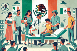 Personas mexicanas repatriadas recibiendo atención médica en un entorno profesional y humano, reflejando su integración en el sistema de salud del IMSS.