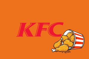 Letrero de KFC junto a una ilustración de pollos, representando el crecimiento de la marca en el sector de comida rápida gracias a su estrategia de marketing y expansión.