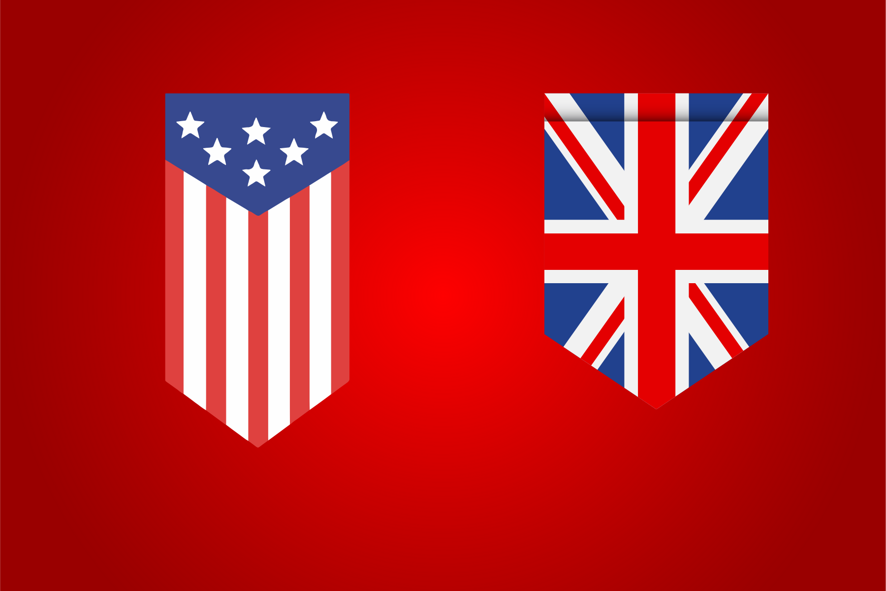 Banderas de Estados Unidos y Reino Unido sobre fondo rojo simbolizan el nuevo acuerdo comercial bilateral anunciado por Donald Trump.
