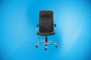 Silla ergonómica sobre fondo azul representando el nuevo derecho laboral en México