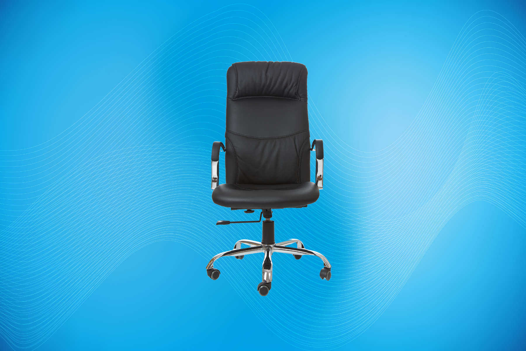 Silla ergonómica sobre fondo azul representando el nuevo derecho laboral en México
